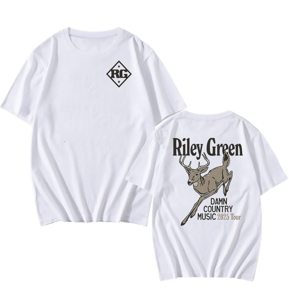 Riley Green Deer Graphic Tshirts Dcm Damn Country Music Tour 2025 Tshirt Short Sleeve Cotton Male T Shirt Unisex Unisex Clothes Tee
