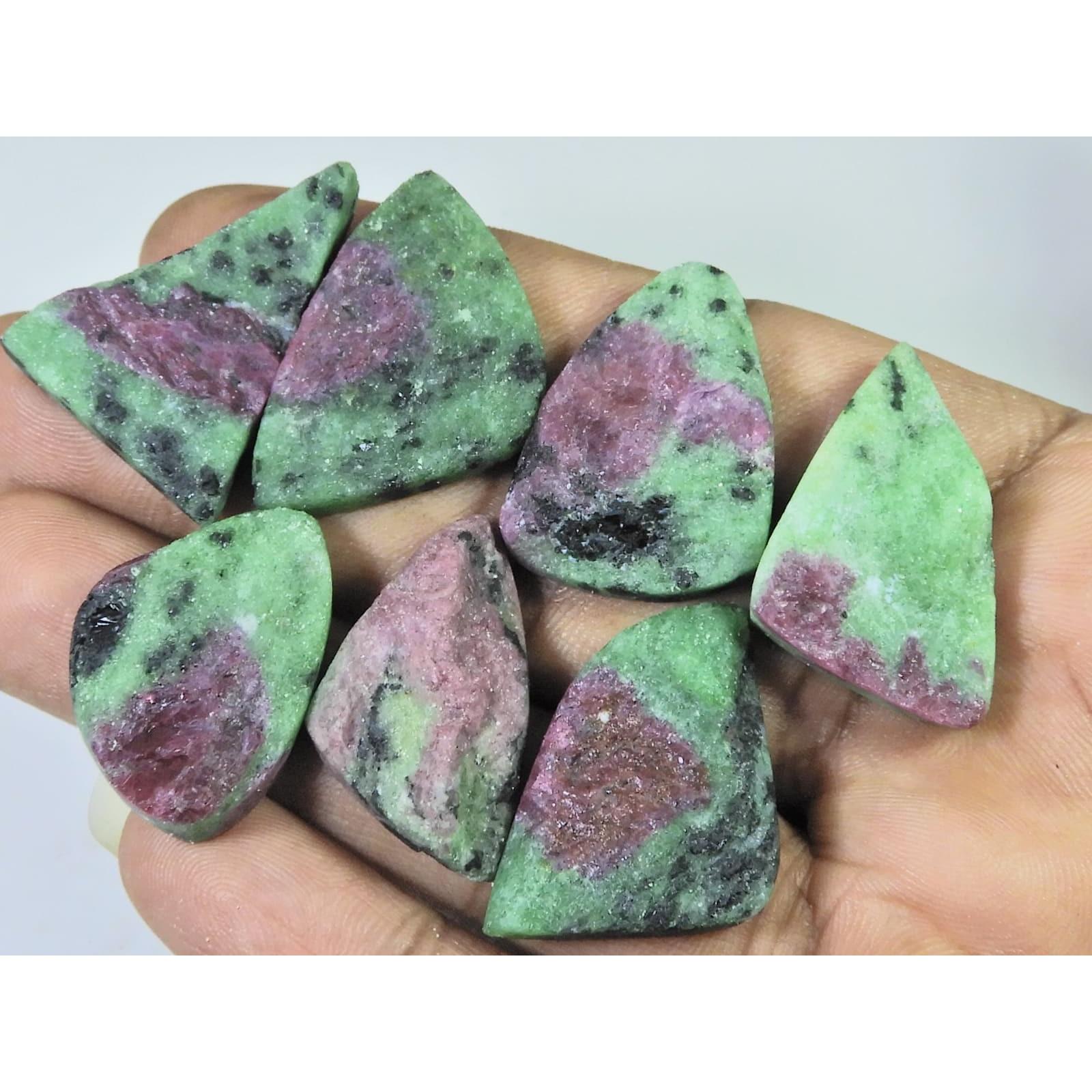 07Pcs Natural Ruby Zoisite Druzy Fancy Cabochon Loose Gemstone Lot 240Cts. C-2349