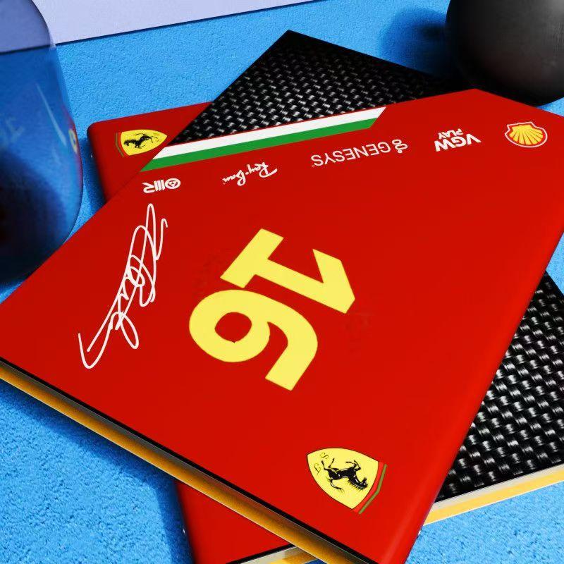 A5 Notebook For Ferrari F1 team Hamilton 2025 helmet imitation leather A5 horizontal line notebook blank Dorian manual ledger