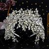 SLBRIDAL Luxury Handmade Flexible Rhinestones Crystals Pearls Wedding Tiara Headband Bridal Crown Women Hair Accessories Jewelry