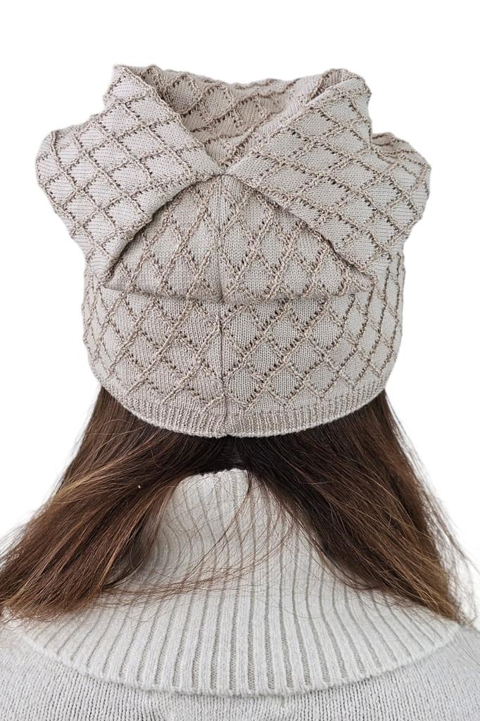 Centuria Viscose Cap with Shiny Finish, Beige Color