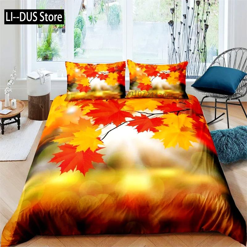 Comforter Canadian Maple Leaves Autumn Theme Bedding Set Microfiber Leaf Comforter Twin Full King For Kids Adult Bedroom