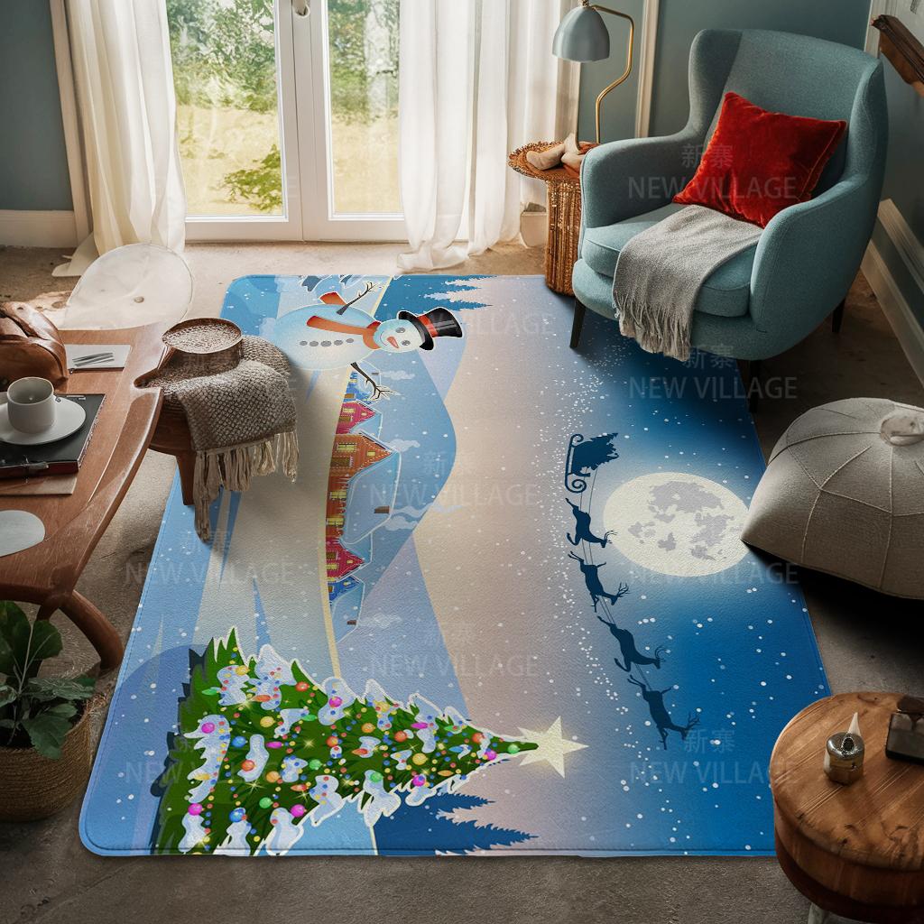 House Entrance Carpet Home Door Mat Living Room Bath Foot Bathroom Non-slip Water Absorption Rugs Bath Merry Christmas Winter