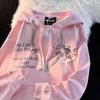 American sweet and cool wind cat ears hooded sweater women's spring and autumn 2025 design sense niche lazy chic couple coat