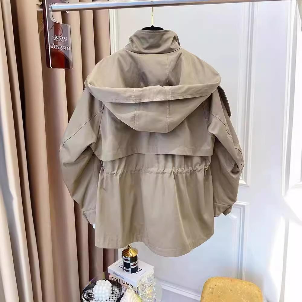 Autumn Women's Loose Casual Drawstring Waist Trench Coat