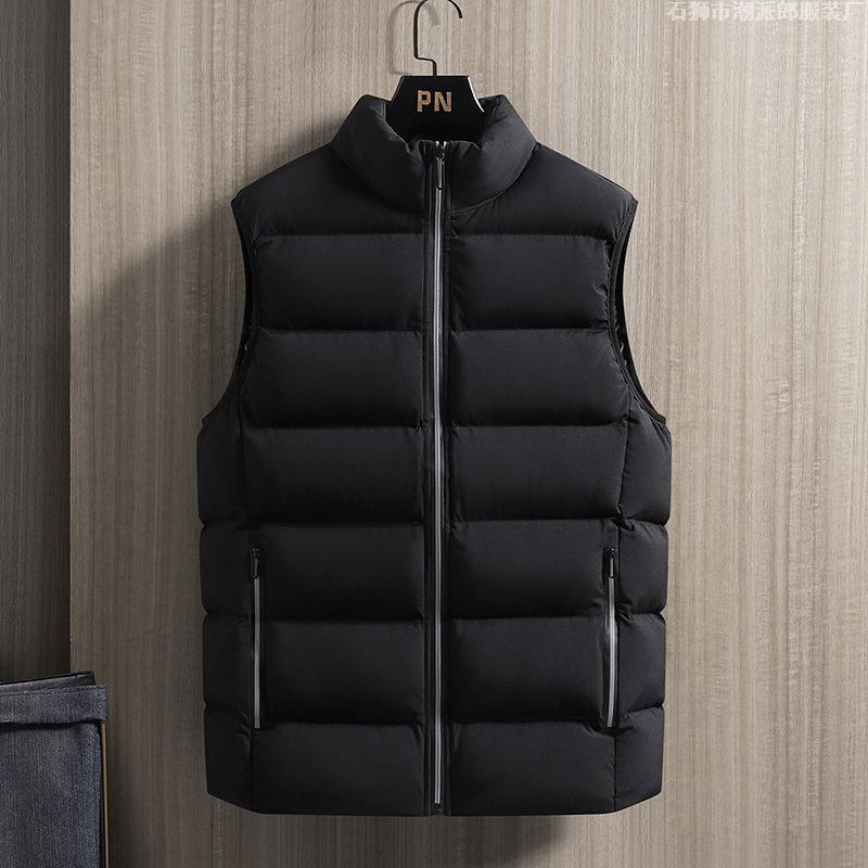 Vest Men's Autumn and Winter Trend Thickened Warm Solid Color Feather Rong Cotton Vest Winter Men's Casual Vest Vest Jacket
