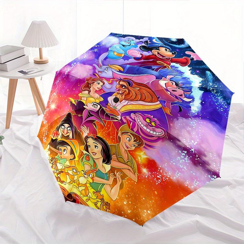Disney Classic Characters Automatic Opening and Closing Umbrella - Small Umbrella Suitable for Various Occasions, Portable 3-Fold Small Umbr