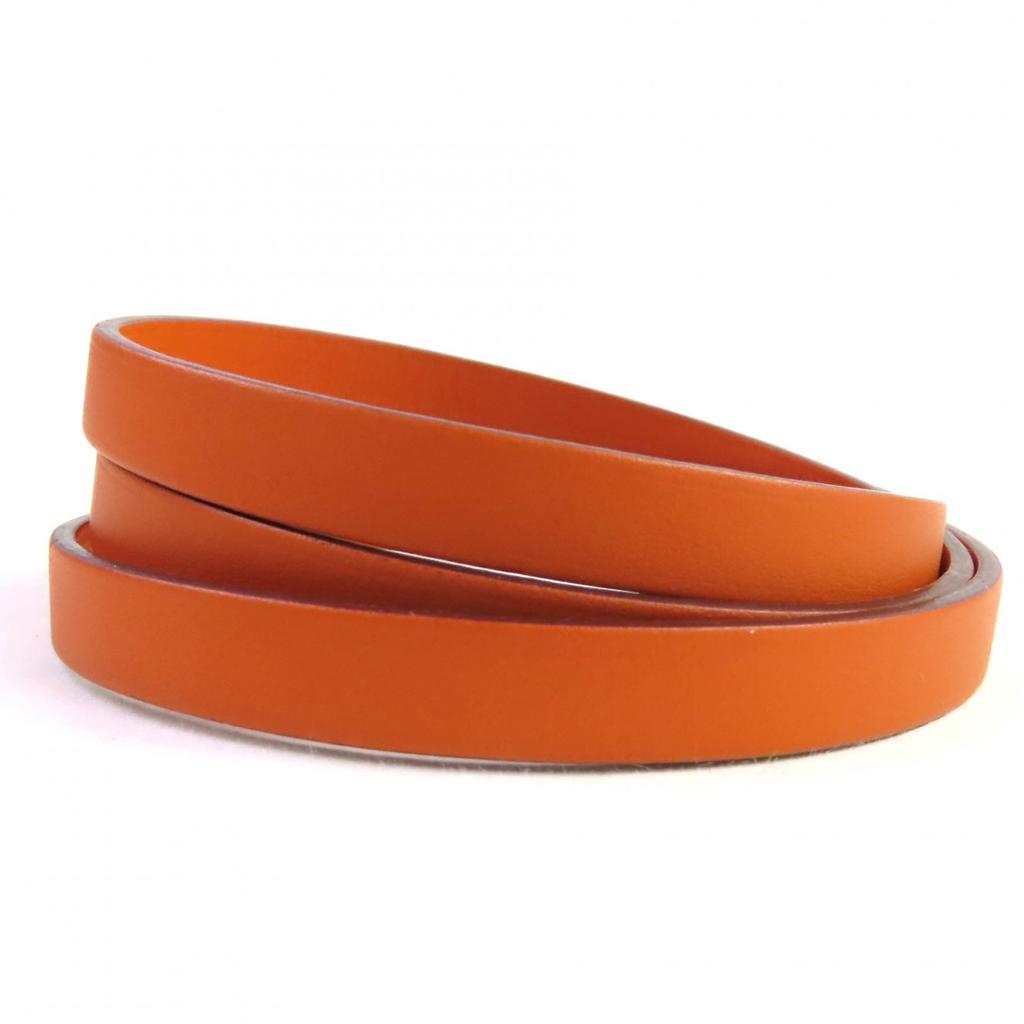 HERMES bracelet Appi 3 H logo leather bracelet, 3 rows Orange leather Women Used