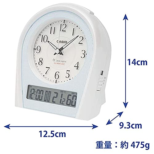 CASIO TTM-160NJ-8JF Alarm Clock, Radio-Controlled, Silver, Analog, Always-On, Temperature, Humidity, Calendar