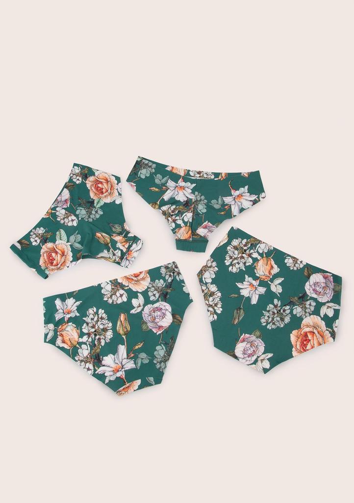 Figi damskie brazyliany z wysokim stanem w kwiatowy print Tea Rose Simple Brasil Maxi