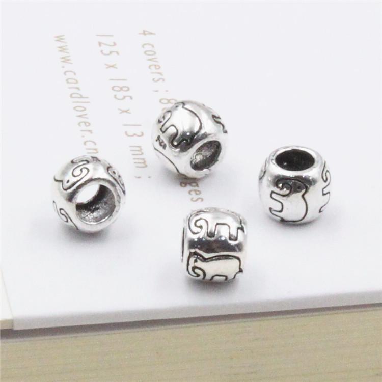 

Стерлинговое серебро 925 пробы Бусины-разделители в виде бочонков со слонами для браслетов DIY 6MM