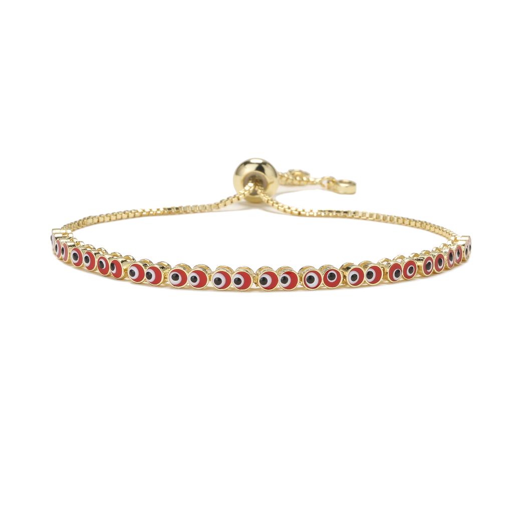 HECHENG,18KGold Plated Eye Bracelet ,Fashion Enamel Opening Adjustable Bracelet for Women Brass Bracelet, Zircon Wholesale