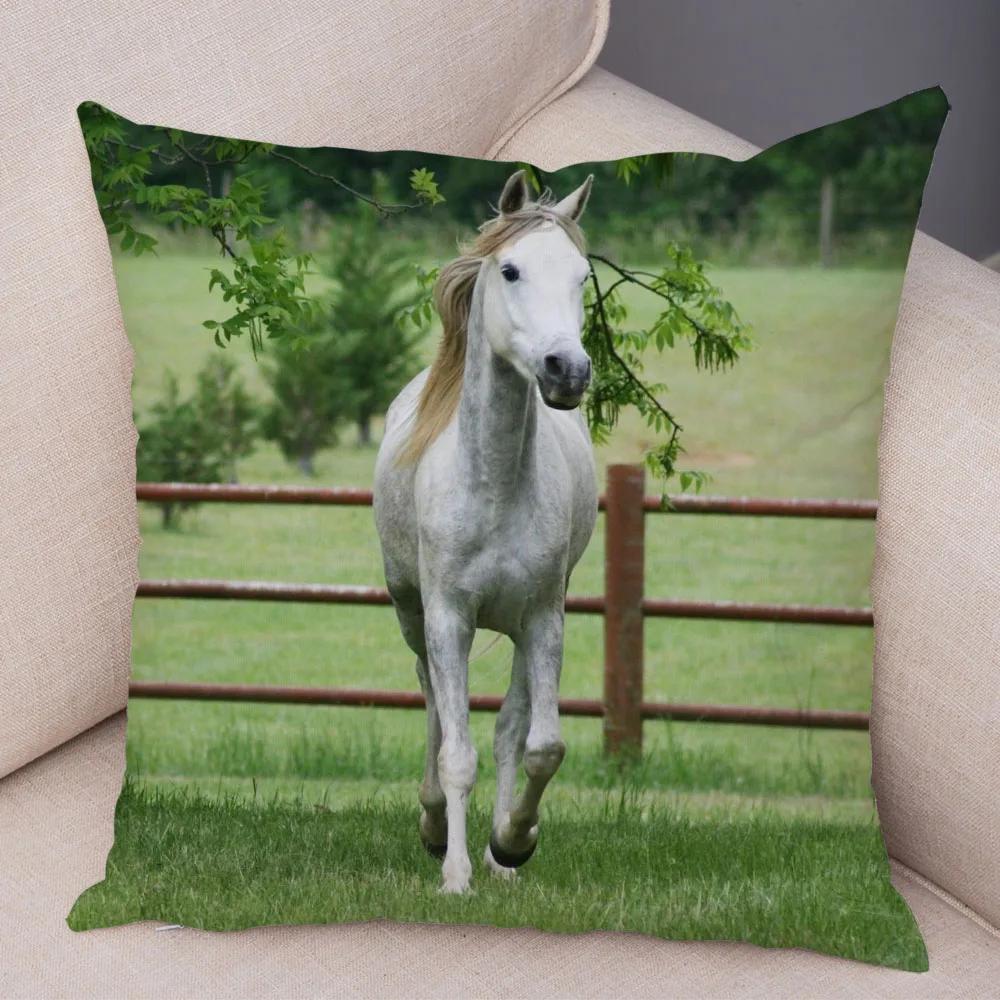 Wild Horse Cushion Cover Decor Animal Print Pillowcase  for Sofa Home Car Children Room Super Soft Plush Pillow Case 45x45cm