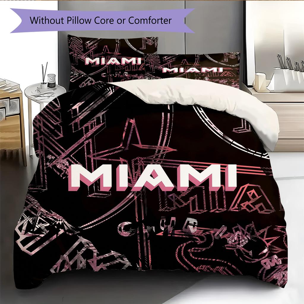 Miami CF Muster Bettwäsche Heimdekoration Geburtstag & Festival Geschenk (1 Bettbezug + 2 Kissenbezüge, ohne Füllung)