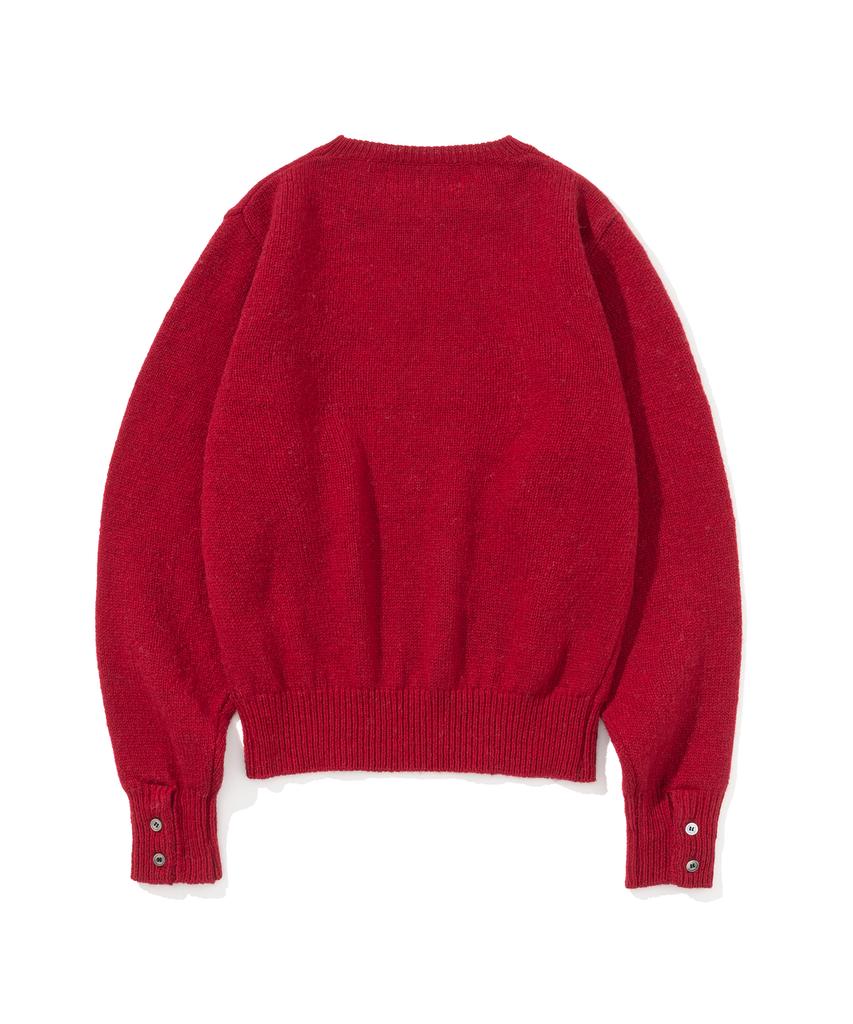 KNITTED (W) Shaggy Dog 100% Wool Round Knit Red