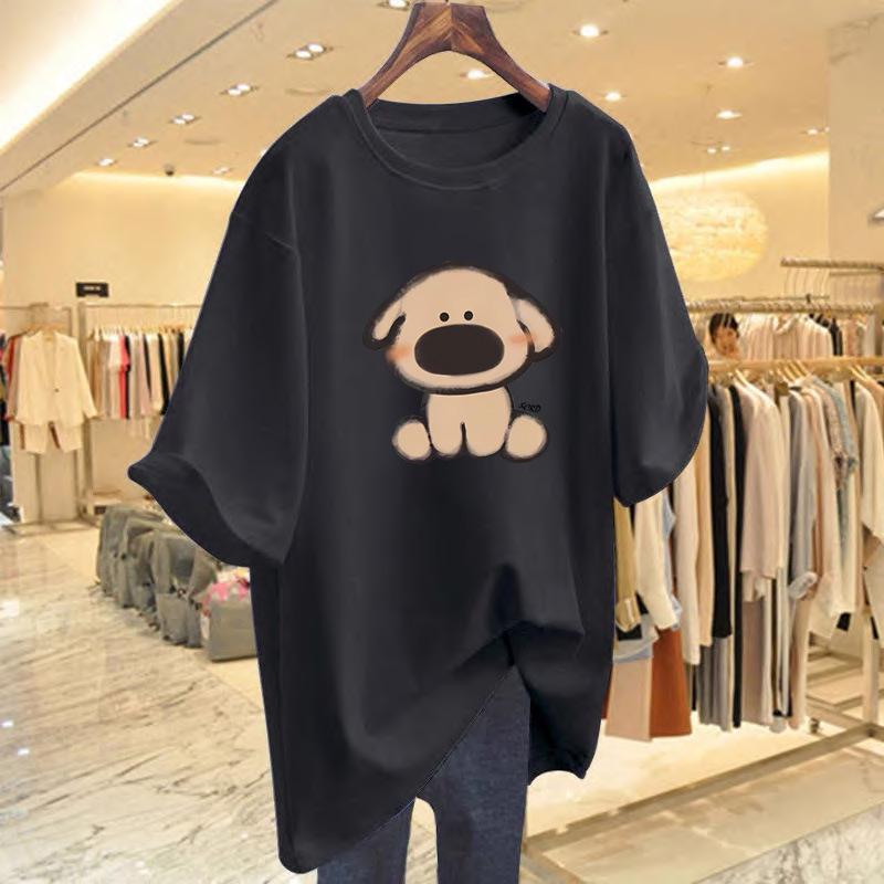 2025 Summer Korean Style Versatile Pure Cotton Couple T-Shirt - Women's Crew Neck Casual Loose Fit, Short Sleeve