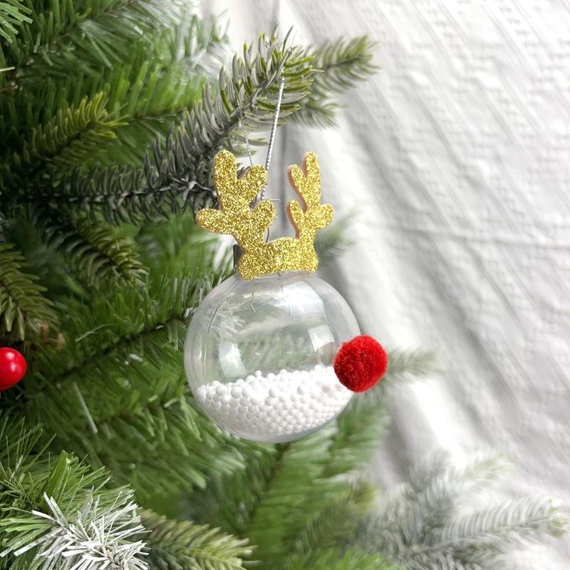 WTEMPO Christmas Tree Decoration Christmas Ball Decor Hanging Pendents for Store & Home & Office Christmas Tree PET Clear Ball Antler Snowman Pendants