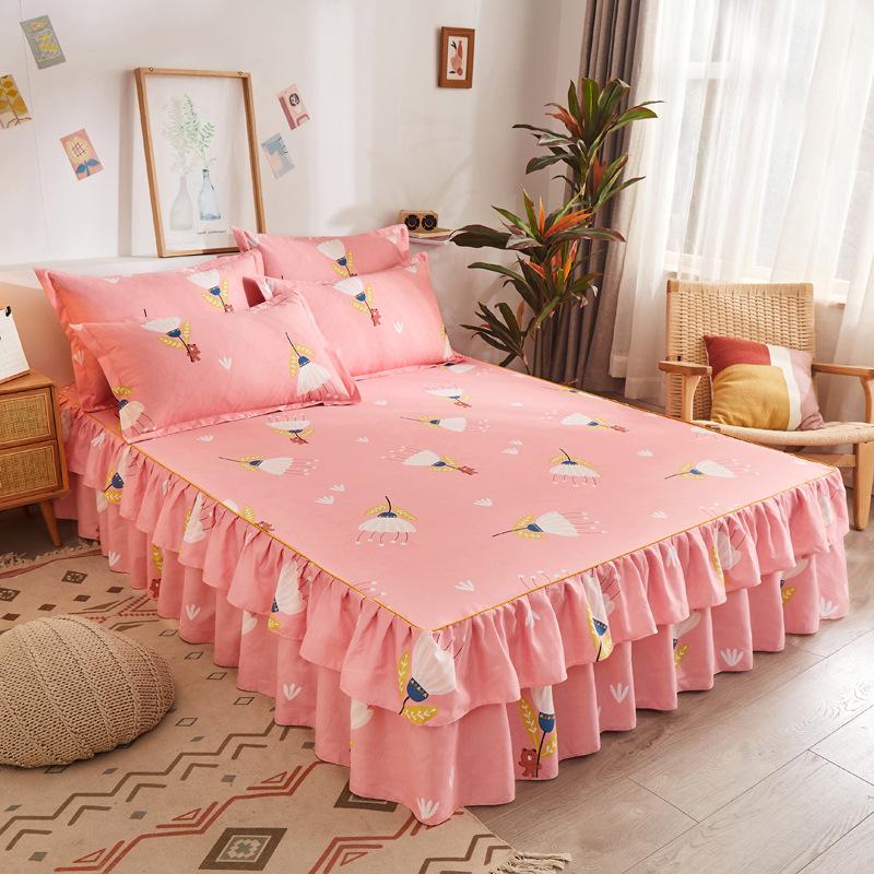 Korean-Style Brushed Princess Bed Skirt - Double-Sided Thickened Simmons Cover