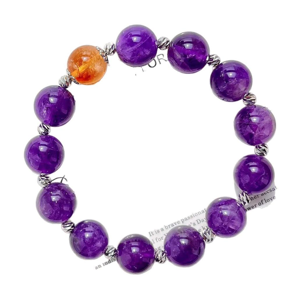 12Mm Vintage Natural Amethyst Citrine Bracelet Bracelet