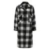 Extra Long Plaid Coat with Drop Sleeves and Pockets Ladies Casual Shirt Jacket