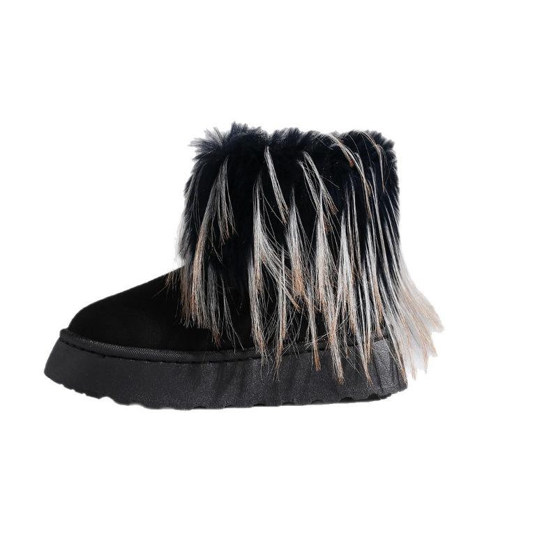 Warm Snow Boots for Winter 2025 New Plus-size Fleece Platform Sleeve Furry Cotton Shoes for Women