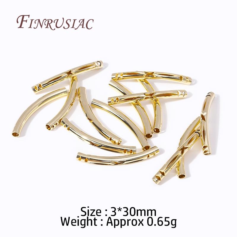 Multi-types 18K Gold Plated Brass Curved Tube, Bracelets Tube Beads Connector For Handmade DIY Jewelry Making Accessories