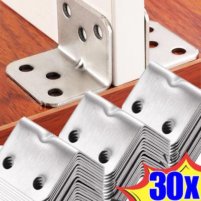 30/10 piezas de soporte de esquina de acero inoxidable engrosado, soporte de esquina de partición en ángulo recto, accesorios de conector de hardware de muebles
