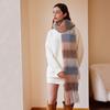 Imitation cashmere plaid scarf women's winter thickened simple warm black and white classic fringed scarf shawl