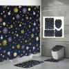 4PCS  Shower Curtain Sets With Shower Curtain And Rugs Toilet Lid Rug U Shape Mat And Bath Mat Bathroom Set  With 12 Hooks