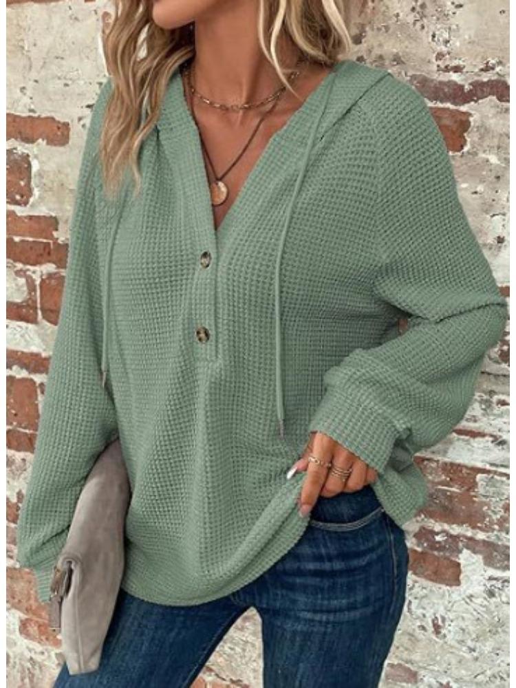 Oversized Hooded Sweatshirt with Button Front in Multiple Colors