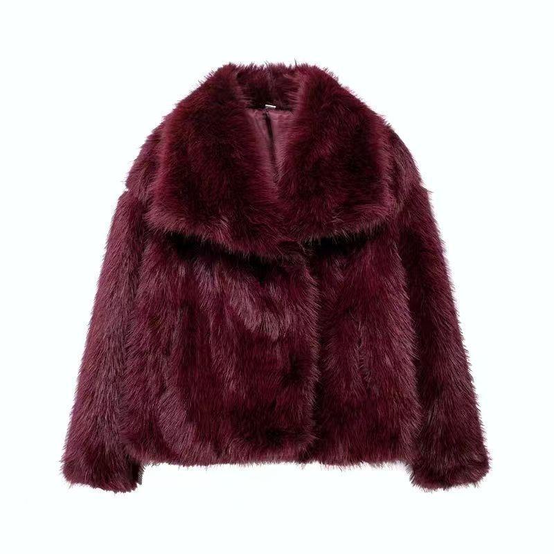 Autumn and winter new imitation fox fur coat lapel short thickened loose coat