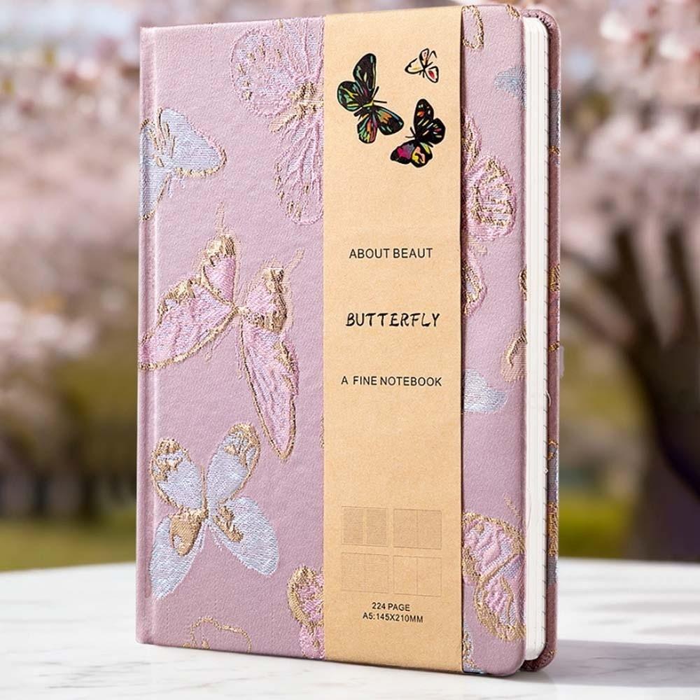 Leather Embroidered Flower Notebook Pattern Schedule Notepad School Supplies
