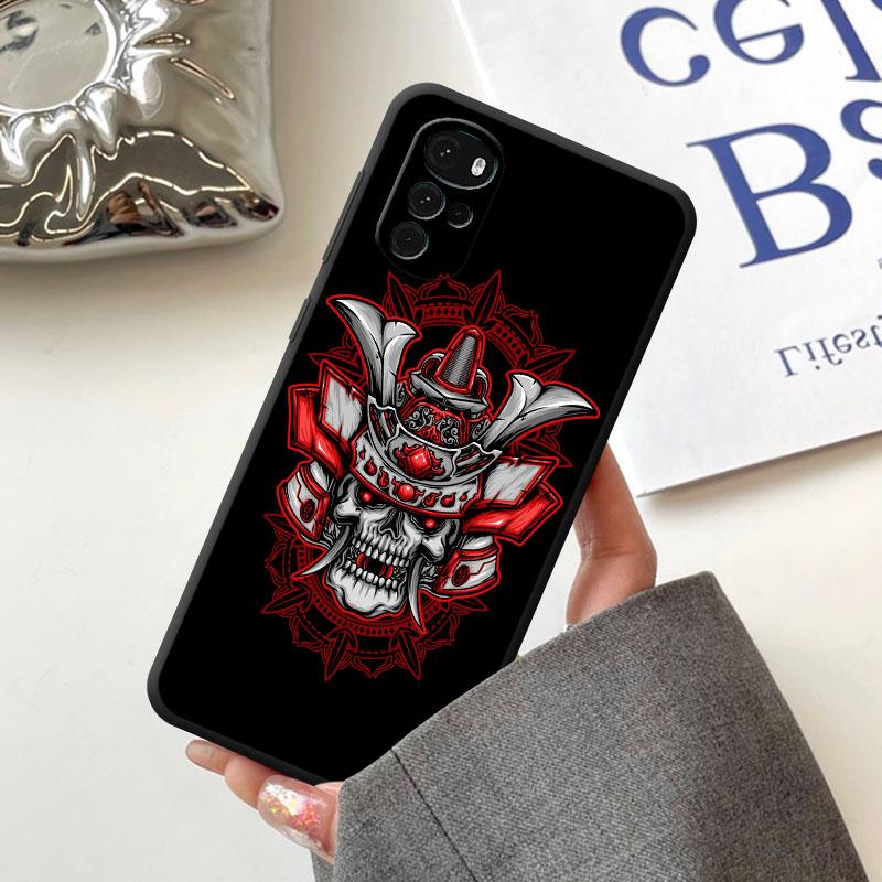 Samurai Oni Mask Case for Motorola Moto G60 G9 Power Lite G31 G32 G200 G52 G72 G50 G30 G51 G71 5G G22 Cover TPU Soft