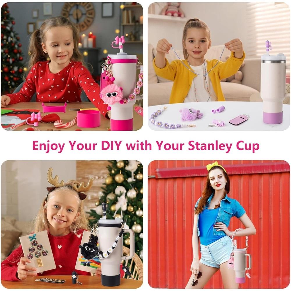 7-piece cup accessory set, water bottle handle strap, silicone straw cap, bottle rack, 30oz 40oz insulated cup keychain accessories