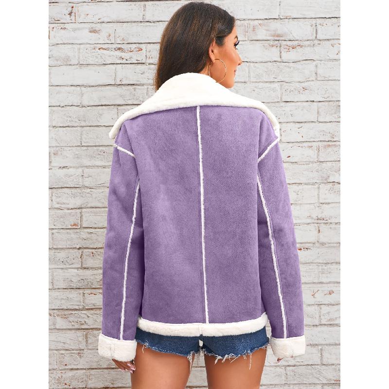 Giacca di Pelliccia Sintetica con Collo a Revers Autunnale e Invernale Nuova Moda Europea e Americana Cappotto Caldo Integrato Pelliccia Donna