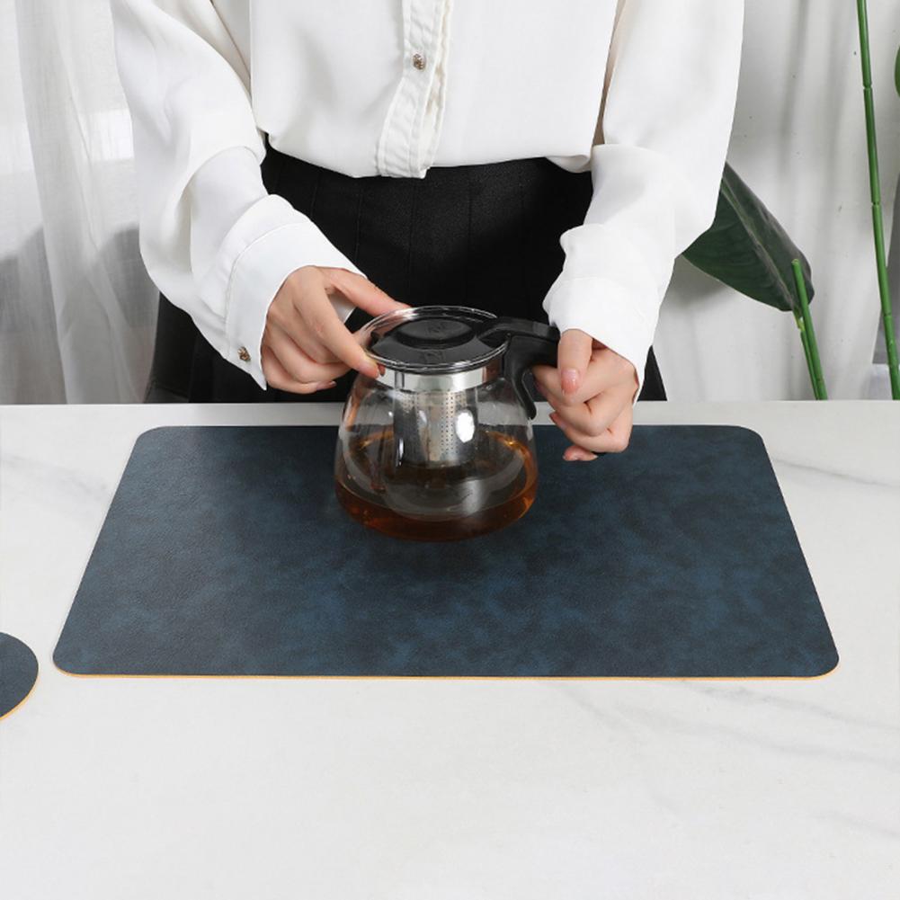 Easy To Clean Placemats Faux Leather Placemats Waterproof Faux Leather Placemat Coaster Set for Dining Table Heat Insulation