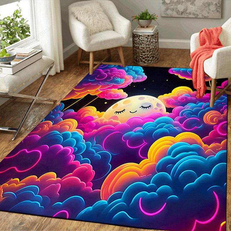 1pc Clouds and Moon Design Indoor Area Rug - Soft, Anti-Slip, and Durable Gaming Room Decor for Bedroom