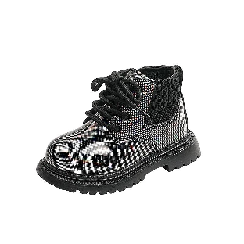 Autumn Girl Boot Soft Soles Comfort Girl Shoe Shiny Leather Ankle Boots Simple Versatile Kid Shoe Thick Soles Trendy Winter Boot