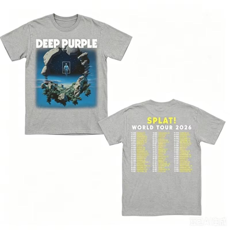 Deep Purple Band SPLAT! WELTTRAVELL 2026 Bedrucktes T-Shirt Unisex Herren Damen T-Shirt Y2k Hohe Qualität Streetwear Kurzarm Damen Herren Kleidung