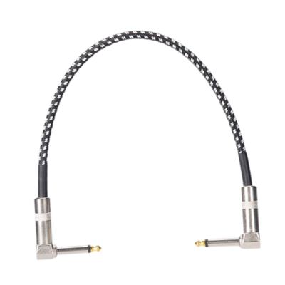 30cm Right Angle Guitar Patch Cable Braided Instrument Cable for Bass and Effect Pedalboard Home Studio Use