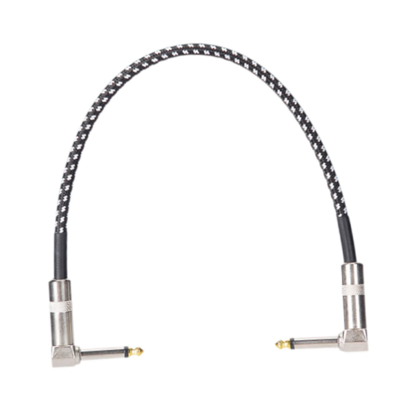 

30cm Right Angle Guitar Patch Cable Braided Instrument Cable for Bass and Effect Pedalboard Home Studio Use