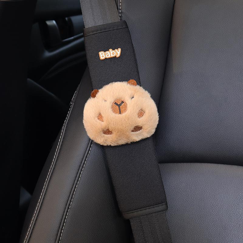 Four Season Universal Ice Silk Car Seatbelt Cover Cute Cartoon Capybara Safety Belt Harness Cushion Shoulder Pad for Car Truck