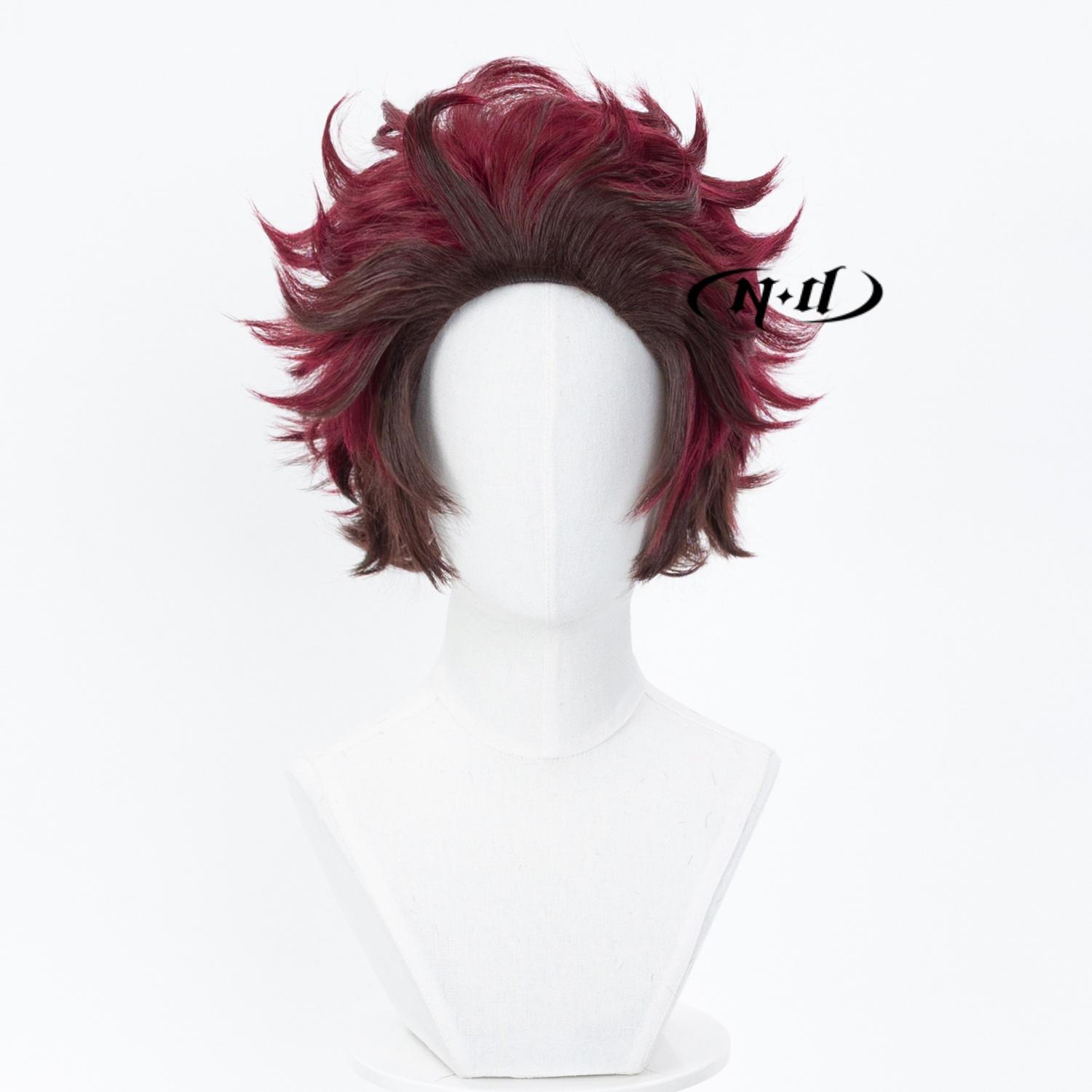

ND Brand Kamado Tanjiro Cosplay Wigs Hair Hairpiece for Comic-con Cosplayer Halloween Costume Party One Size