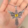 Trendsetting Crosses Pendant Necklace Adjustable Length Demon Wing Crucifix Necklace Fashion Neckchain for Daily Wear