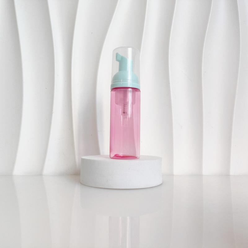60ml Red Translucent Mousse Dispenser: Cosmetic Brush Foam Bottle for Face Wash and Travel Use
