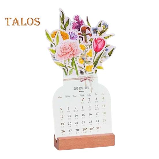 

Календарь Bloomy Flower 2025 года Настольный календарь Bloomy Flowers с деревянной основой, ежедневник для закладки, открытки, украшения стены Flower