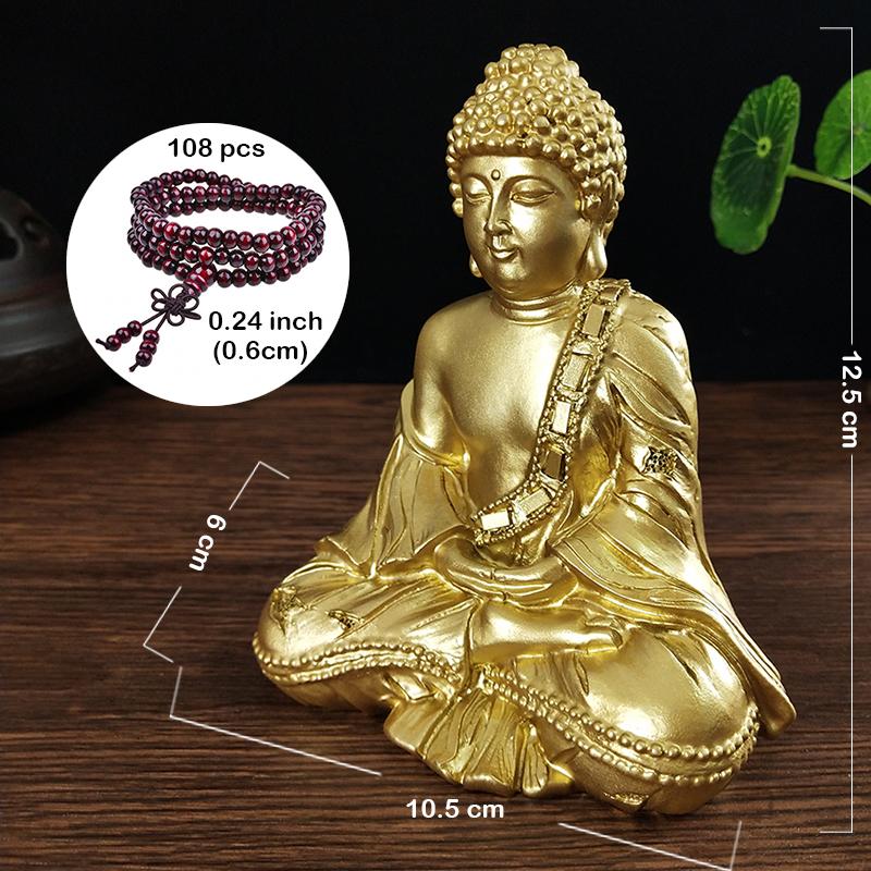 Buddha Statue With Necklace Ornament Lucky Feng Shui Meditation Buddha Sculpture Man-made Jade Stone Home Office Decoration Gift