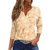 Women's T Shirt Tee Print Button 3/4 Sleeve Daily Weekend Fashion Basic V- Neck Regular Top