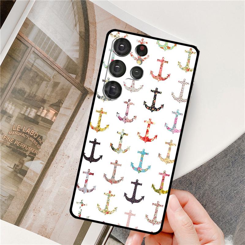 Stripes Anchor Boat Ship Phone Case For Samsung Galaxy S24 Ultra S9 S10 S20 S21 S22 S23 Plus S24 FE S25 Ultra Cover