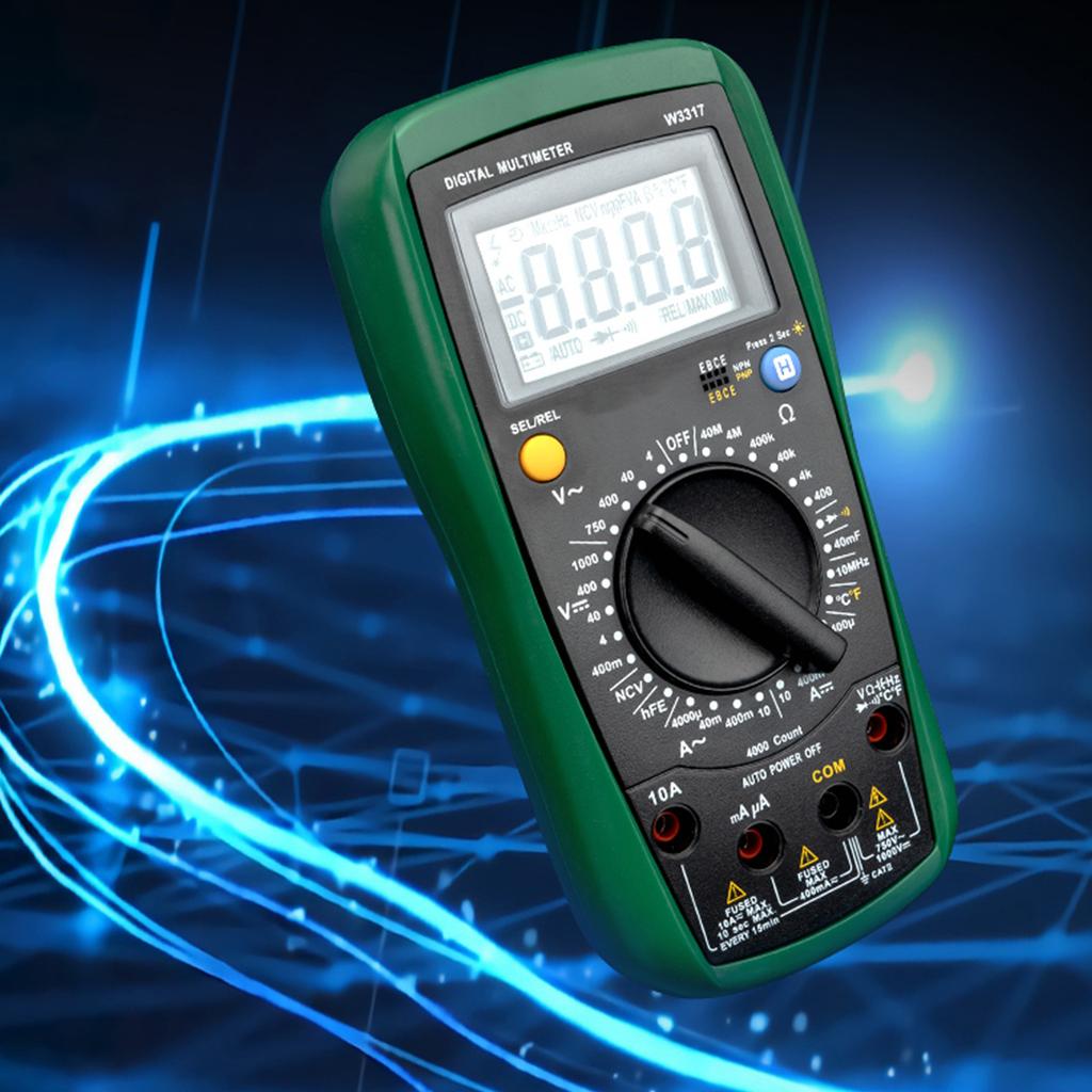 Volt Amp Capacitor Diode Triode NCV Hz Tester Backlit Multimeter with Data Hold Auto-off Low Battery Indication Function